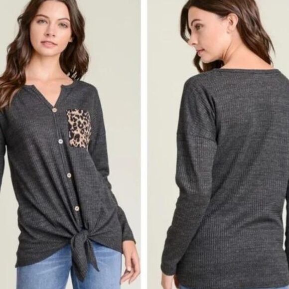 GRAY Waffle Knit Self Tie Sizes S-M-L - Picture 2 of 7